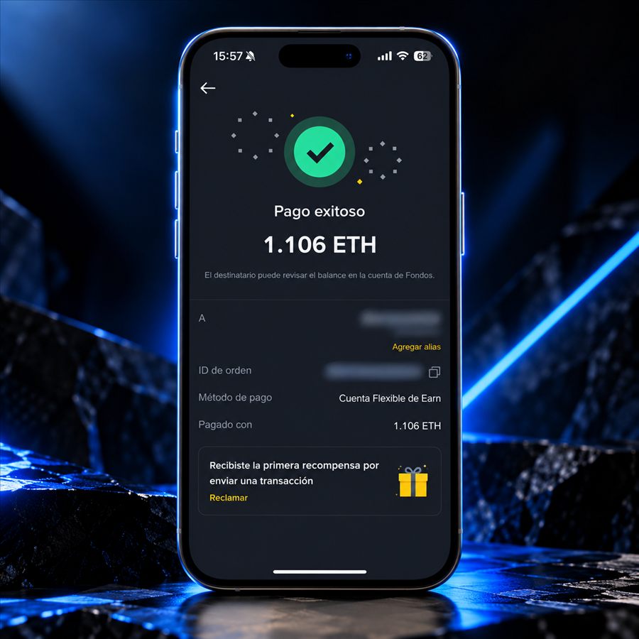 Comprobante personal de pago exitoso de 1.106 ETH