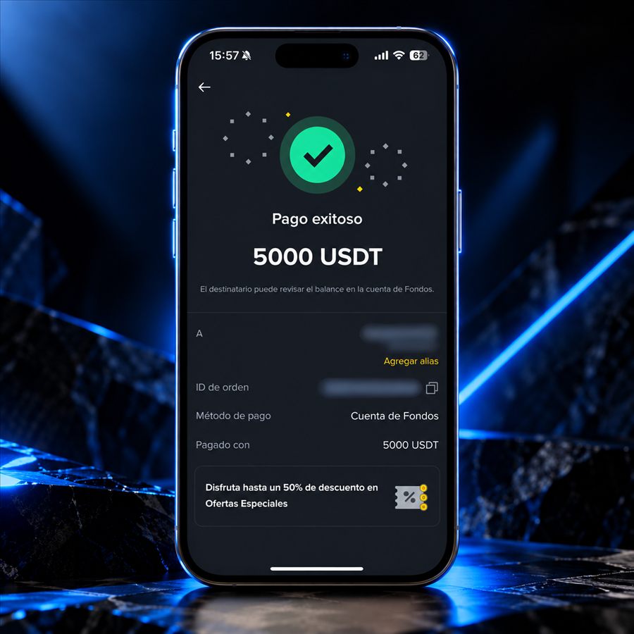 Comprobante personal de pago exitoso de 5000 USDT