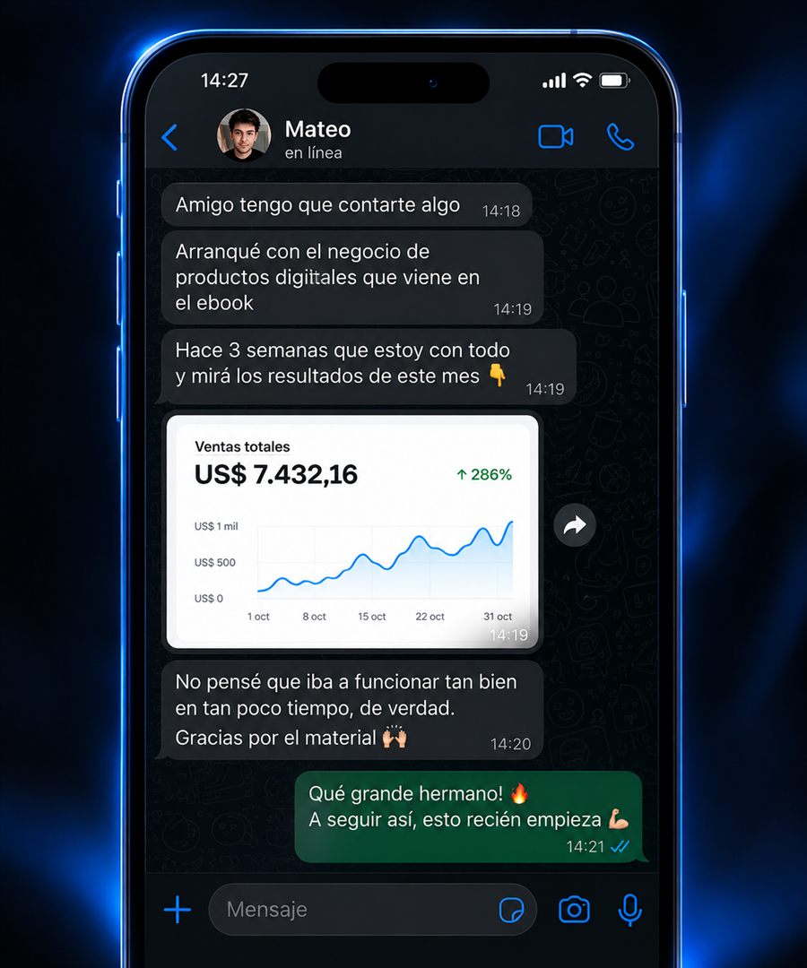 Captura de WhatsApp de un cliente contando su experiencia